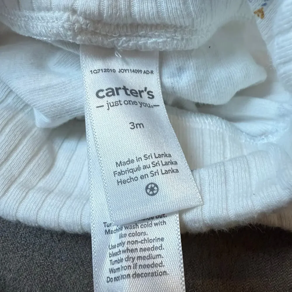 Carter's Baby Outfit Zebra Print Ribbed Top Pants 3 Months White Blue